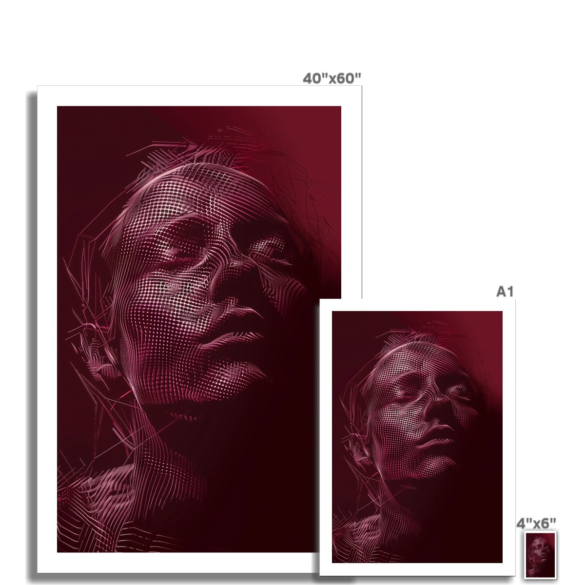 Crimson Dot Portrait 01 Hahnemühle German Etching Print