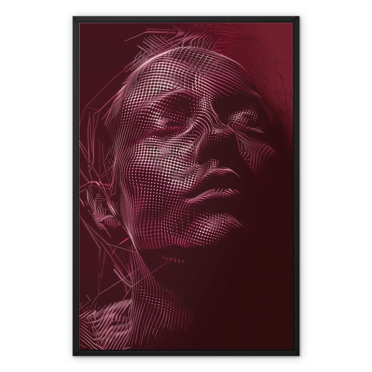 Crimson Dot Portrait 01 Framed Canvas