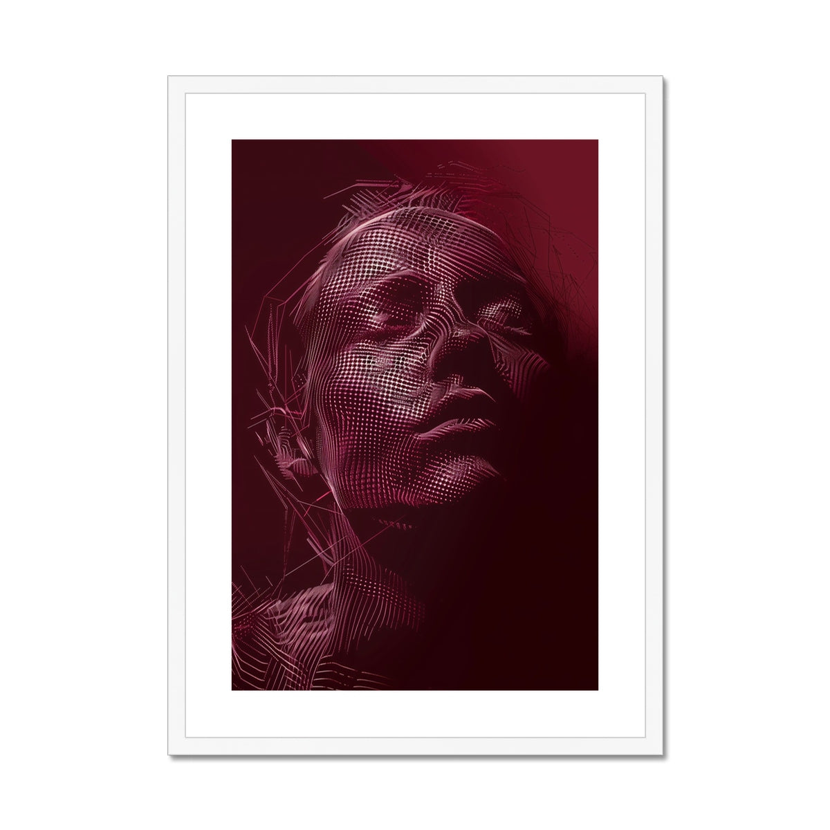 Crimson Dot Portrait 01 Framed & Mounted Print