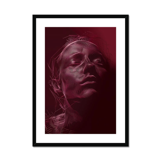 Crimson Dot Portrait 01 Framed & Mounted Print