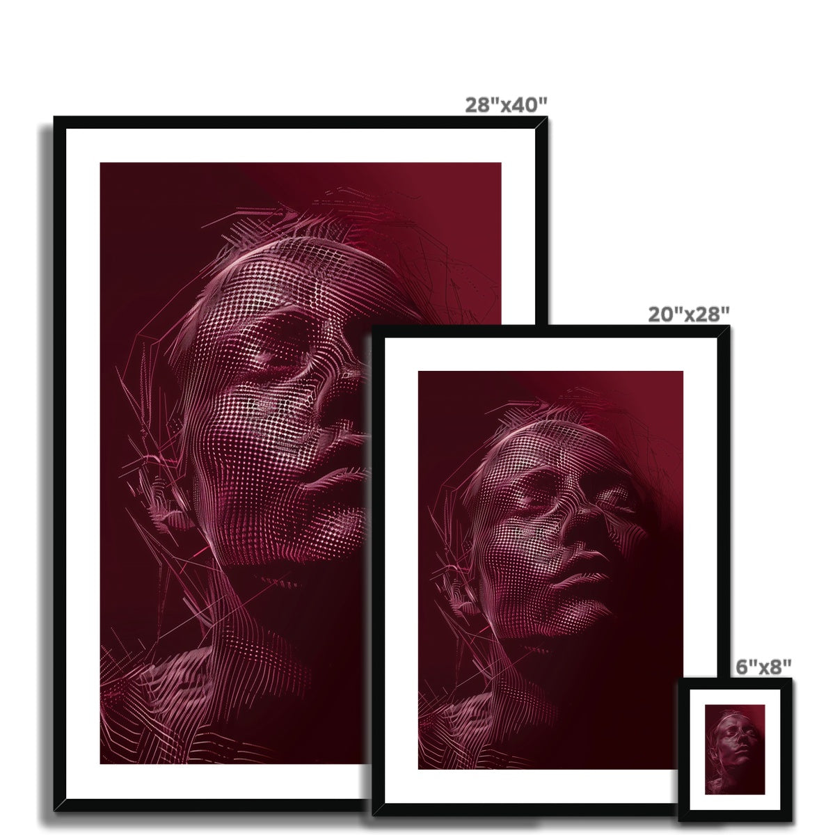 Crimson Dot Portrait 01 Framed & Mounted Print