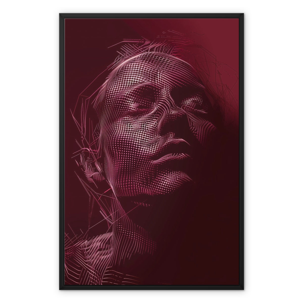 Crimson Dot Portrait 01 Framed Canvas