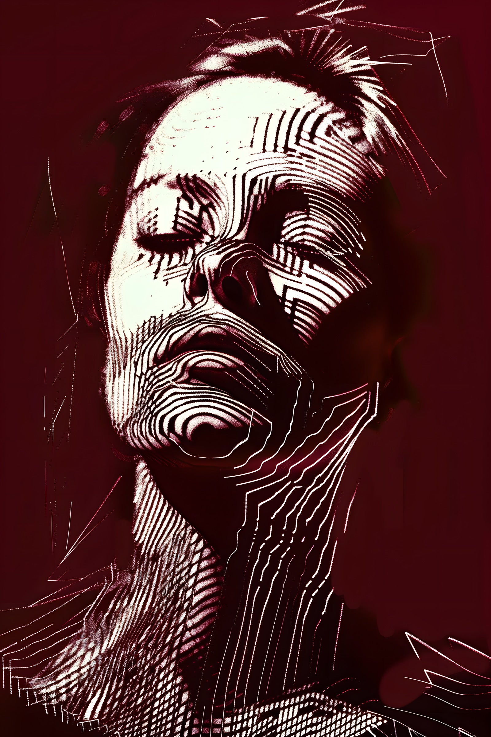 Relieve carmesí, obra digital de Fausto Cantú