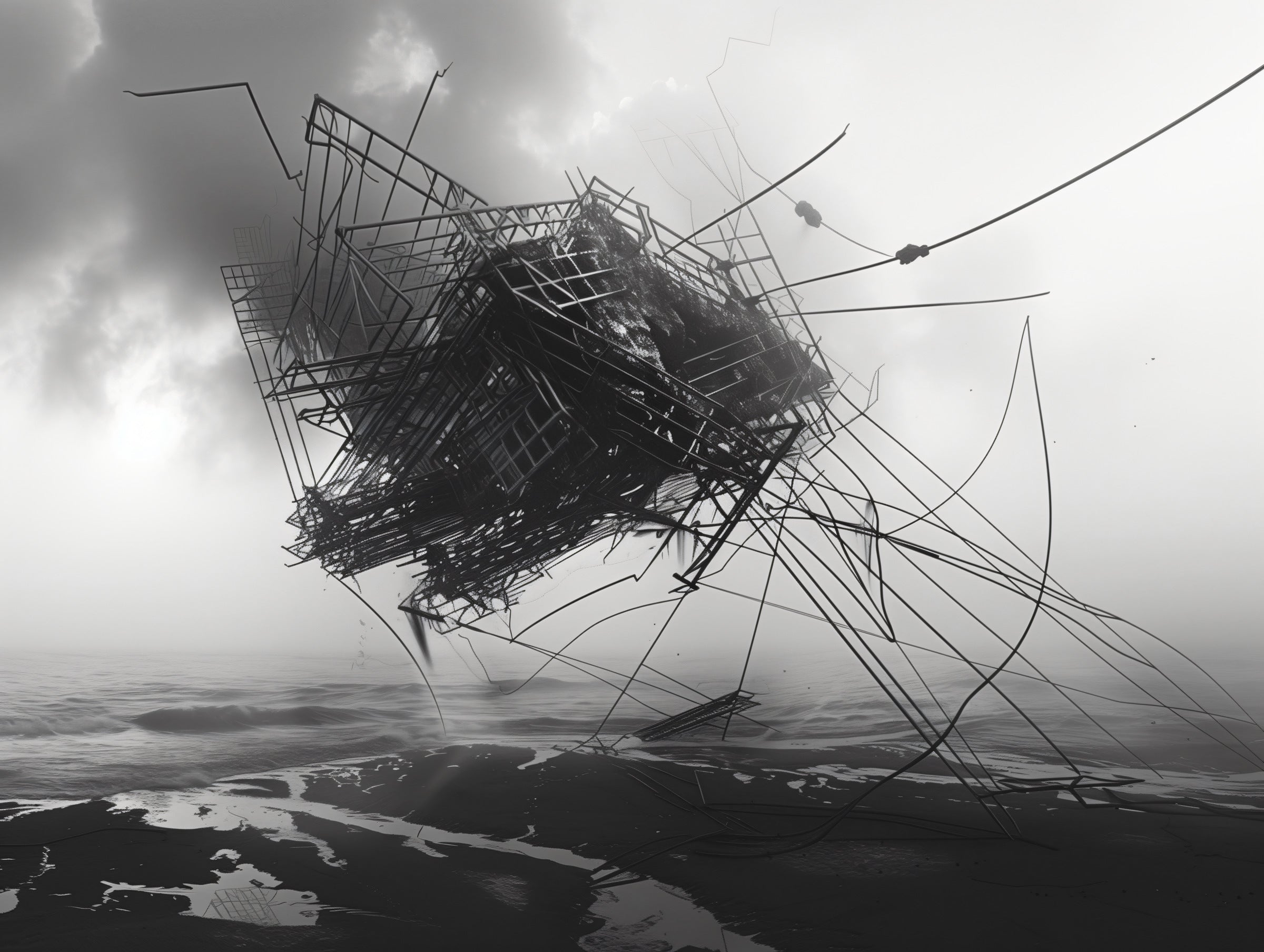 Vestigios · Suspensión, obra digital de Fausto Cantú